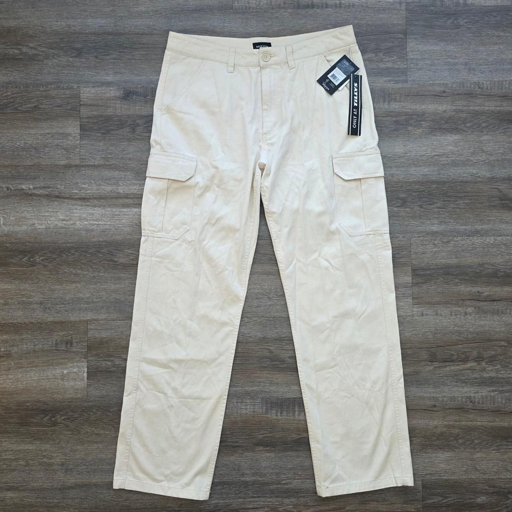 Brixton Vintage Brushed Cargo Pants Mens 33 Natural Khaki Relaxed Fit NWT